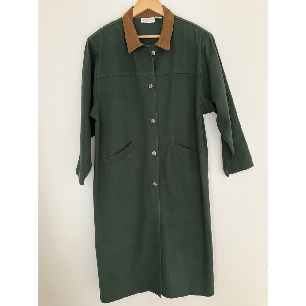 Christopher & Banks Long Green Duster Jacket Women's Size Medium